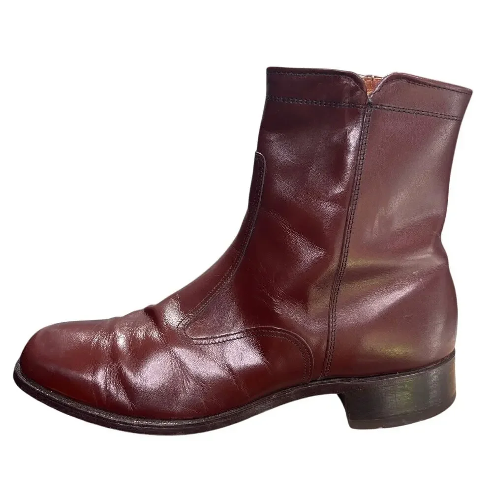 Vintage MASON Velvet-Eez Oxblood Leather Wellington Pull On Boots 7.5 D